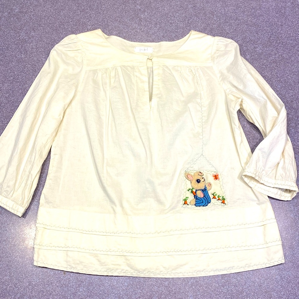 Cool vintage bunny top with patch and repurposed fabrics NWOT